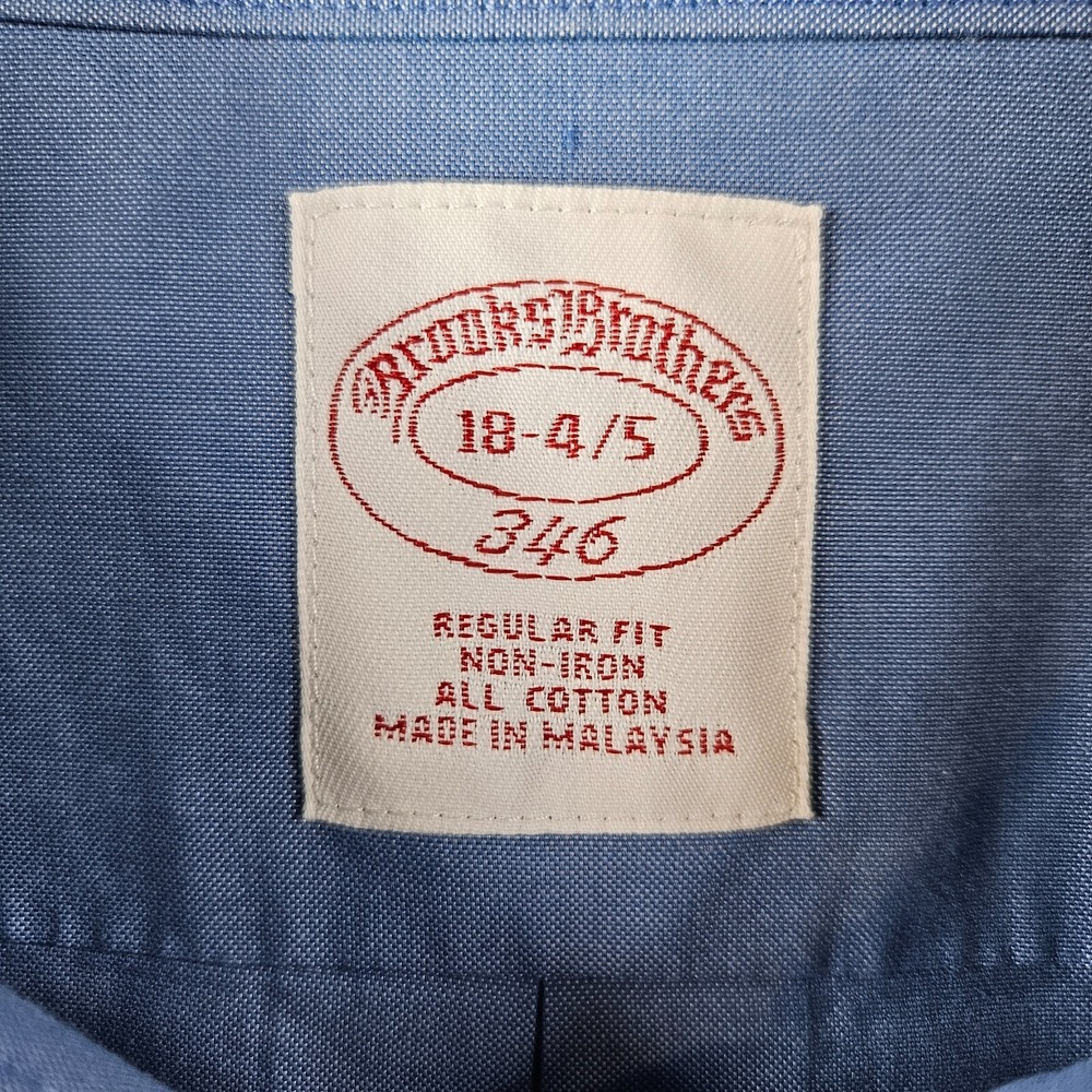 Brooks Brothers 346 Shirt Men‎ 18-4/5 Regular Fit Button Up Long Sleeve Blue - Picture 2 of 10